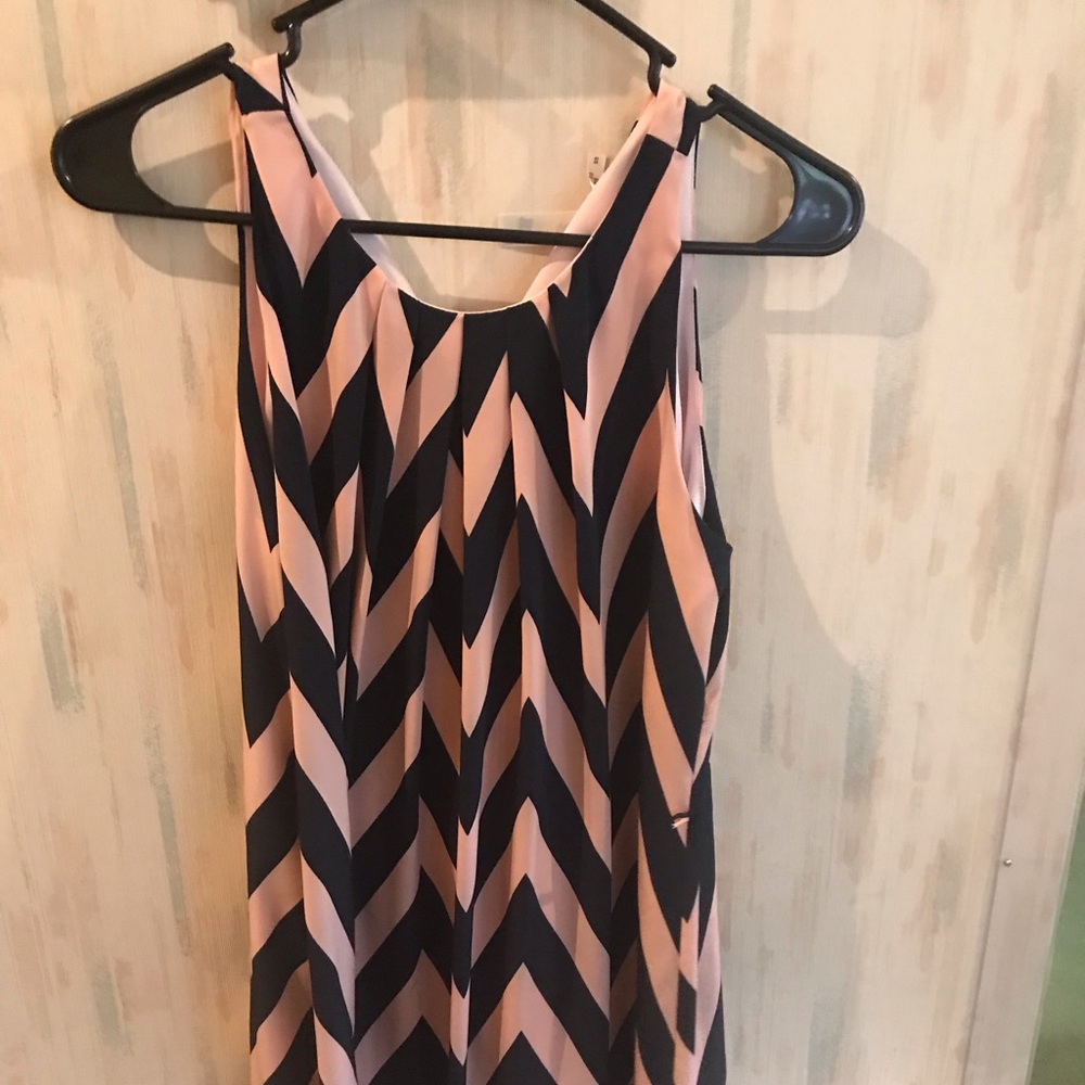 Pink and Navy Chevron Dress